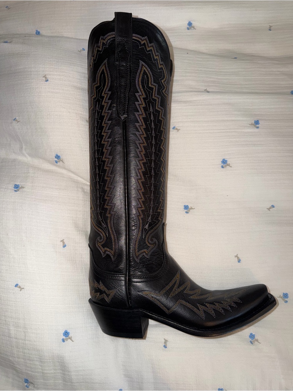 NEVER WORN Lucchese Pricilla Black Tall Leather Boots with Box & Bag Size 6 - Picture 2 of 16